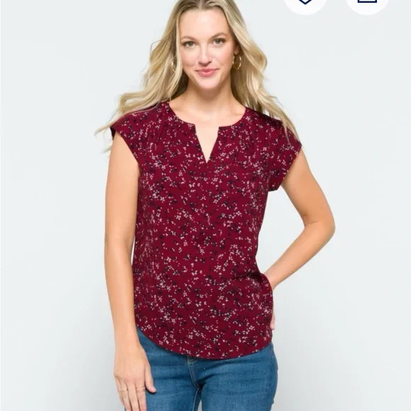 41 Hawthorn Maroon Floral Blouse - Picture 7 of 7
